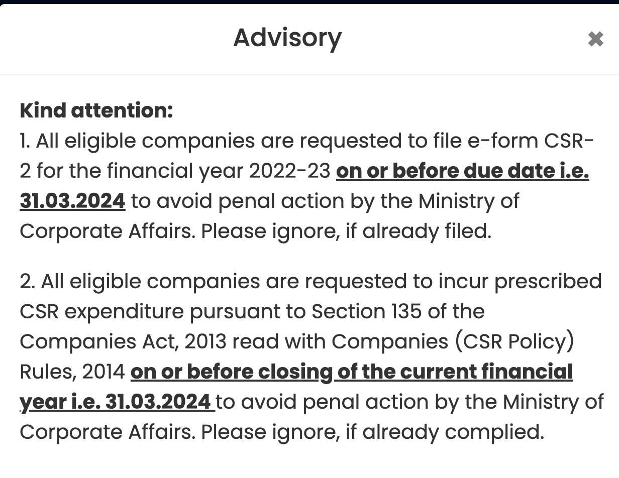 New Advisory by MCA – Companies to do this before 31 March 2024